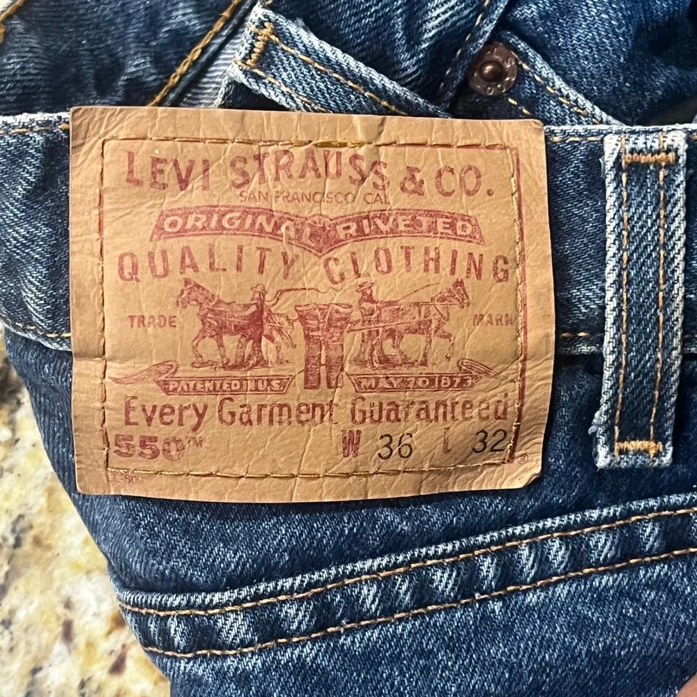 Vintage Levis 550 Mens 36x32 Blue Relaxed Fit‎ Tapered Leg Jeans Made in USA